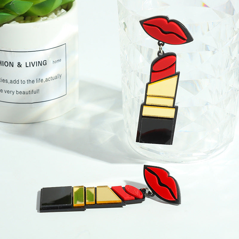 Acrylic exaggerated lipstick earrings MIC-JiuT009