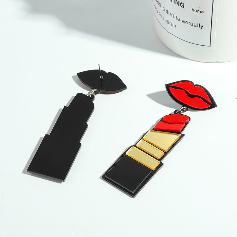 Acrylic exaggerated lipstick earrings MIC-JiuT009