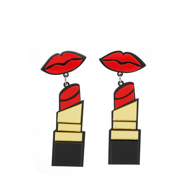 Acrylic exaggerated lipstick earrings MIC-JiuT009