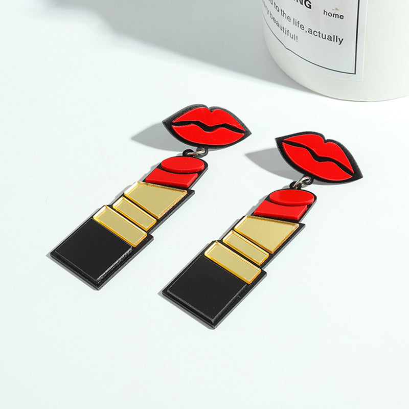 Acrylic exaggerated lipstick earrings MIC-JiuT009