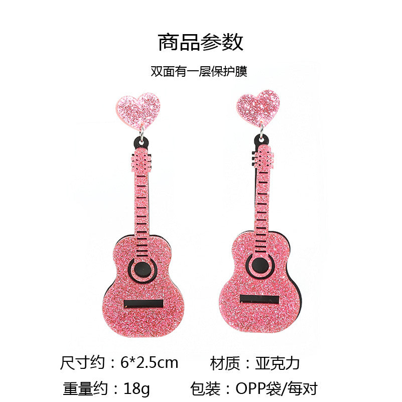 Acrylic Classical Guitar Style Earrings (Minimo de Compra 2) MYA-JiuT020