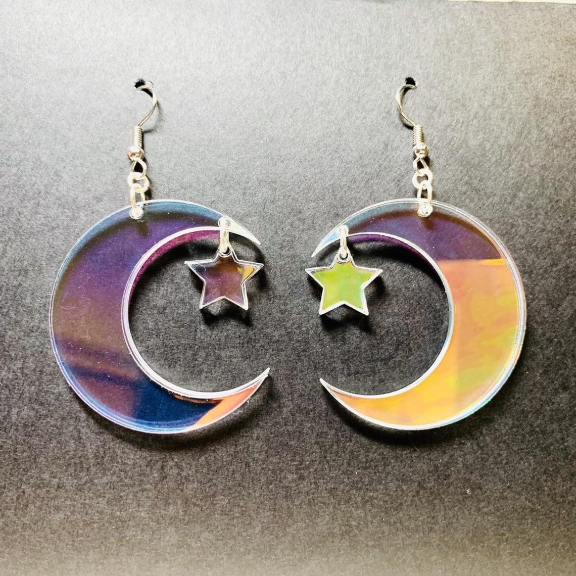 Acrylic Colorful Transparent Fantasy Star Earrings MIC-XueP072