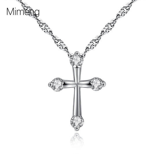 Alloy round zirconium cross necklace (Minimo de Compra 2)  MYA-WeiL005