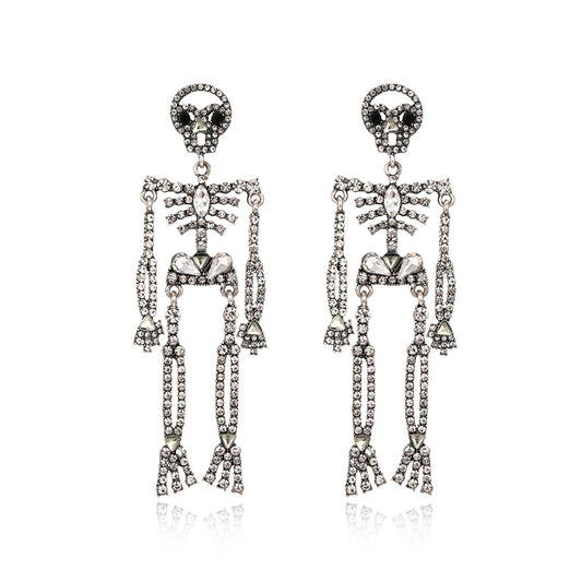 Alloy full diamond skull earrings MIC-ManY056