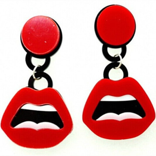 Acrylic Lip Mouth Earrings MIC-XueP113