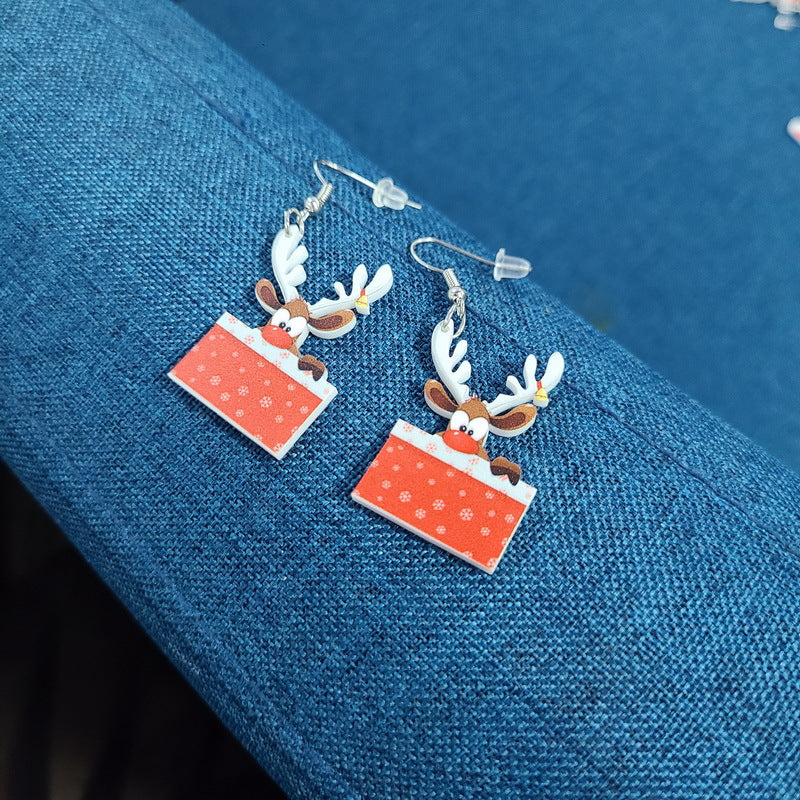 Acrylic Santa Claus Chihuahua Earrings MIC-XueP123