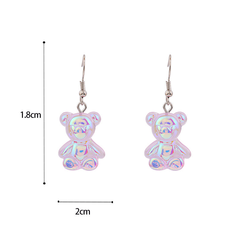 Alloy Colorful 3D Bear Earrings MIC-APY029