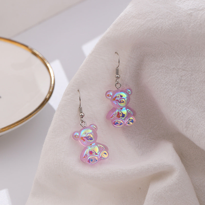 Alloy Colorful 3D Bear Earrings MIC-APY029