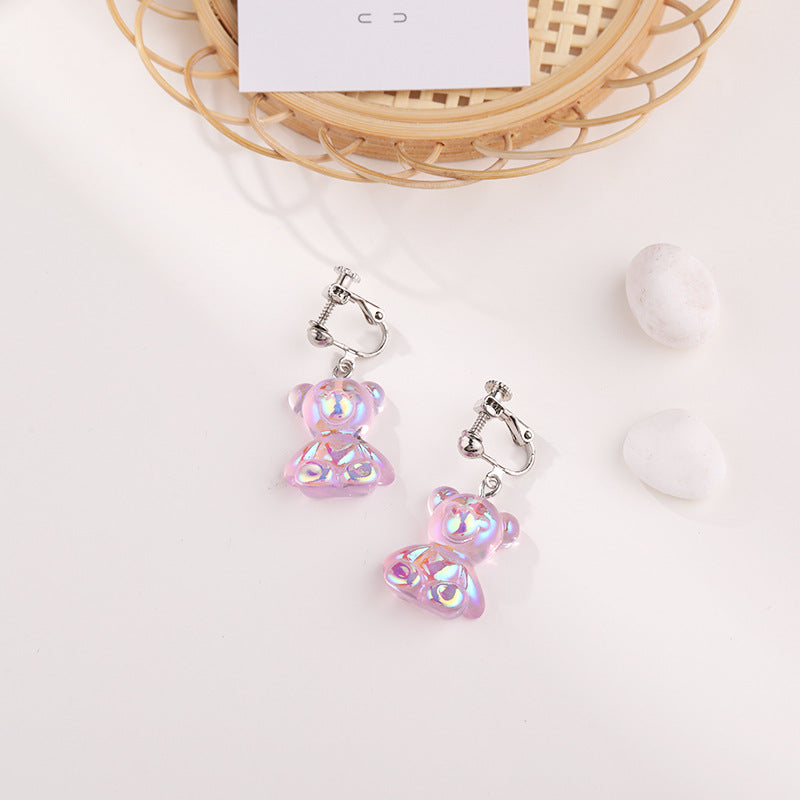 Alloy Colorful 3D Bear Earrings MIC-APY029