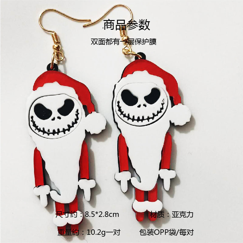 Acrylic Terror Santa Claus Earrings (Minimo de Compra 2) MIC-JiuT021