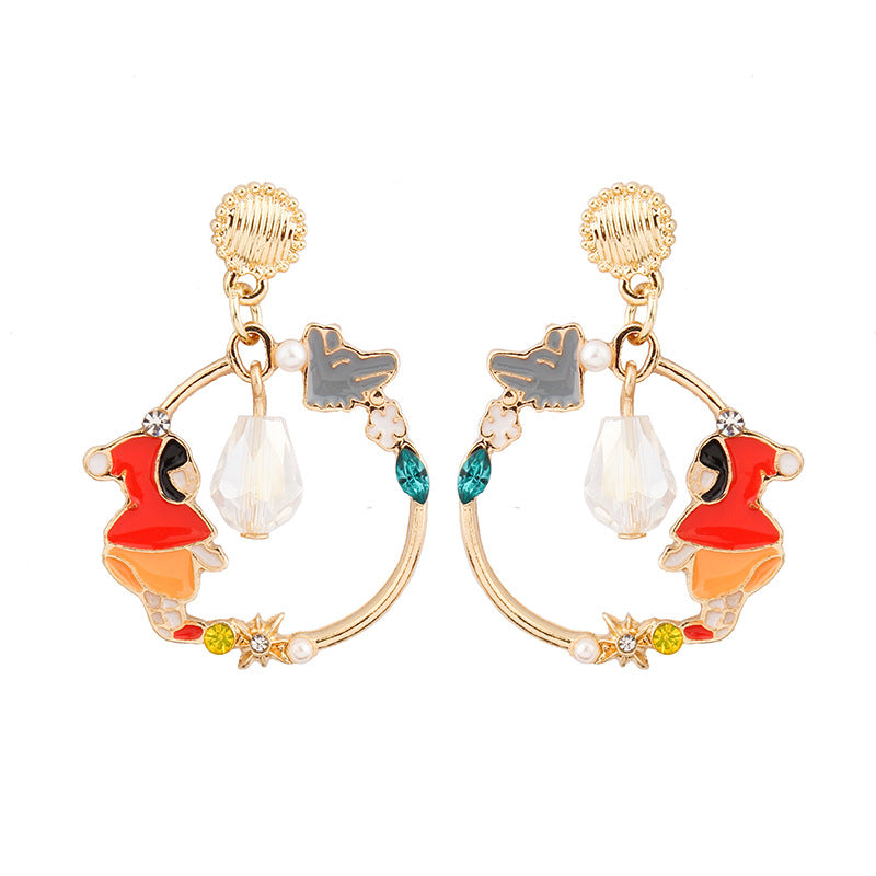 Alloy Snow White Oil Dropping Earrings MIC-XinT019