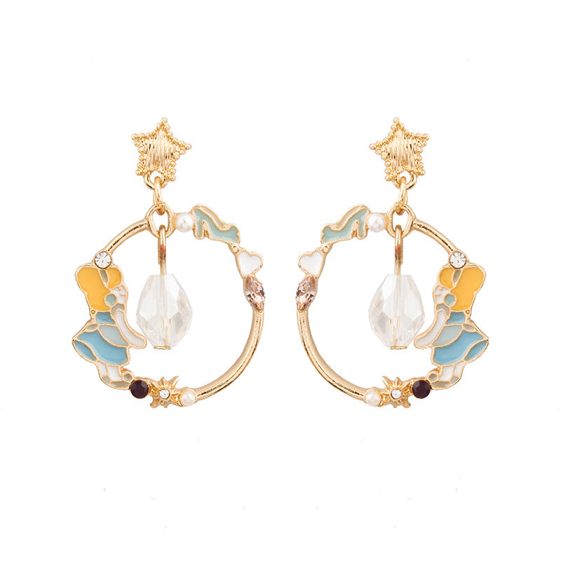 Alloy Snow White Oil Dropping Earrings MIC-XinT019