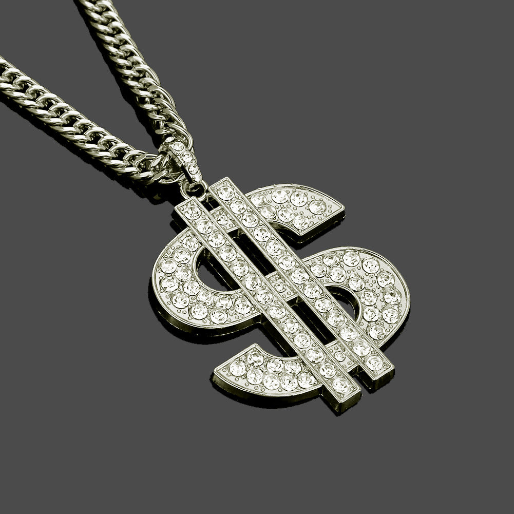 Alloy studded diamond dollar necklace MIC-ShangH010