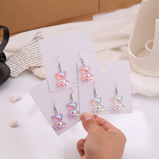 Alloy Colorful 3D Bear Earrings MIC-APY029