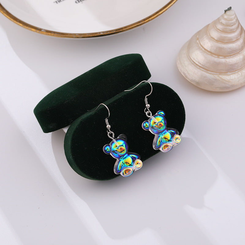 Alloy Colorful 3D Bear Earrings MIC-APY029