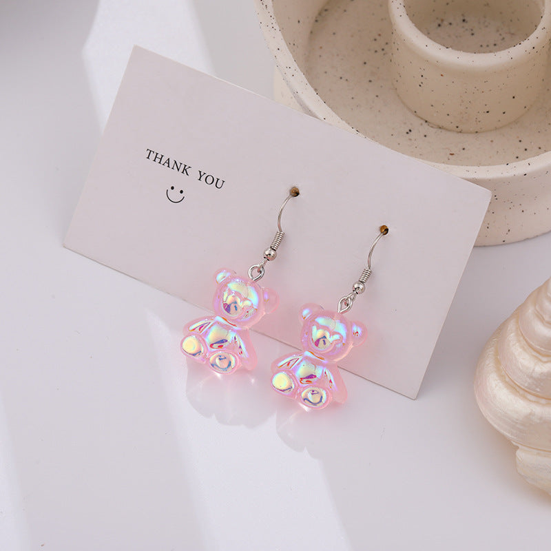 Alloy Colorful 3D Bear Earrings MIC-APY029