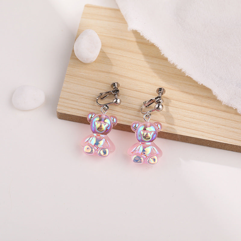 Alloy Colorful 3D Bear Earrings MIC-APY029