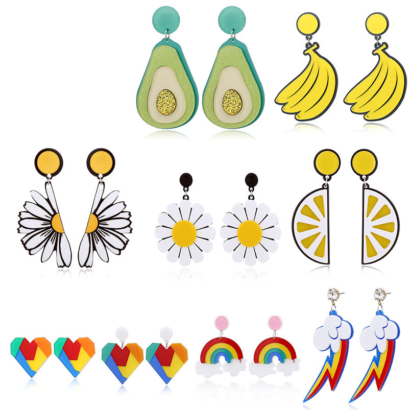 Acrylic avocado lemon earrings MIC-JuF007