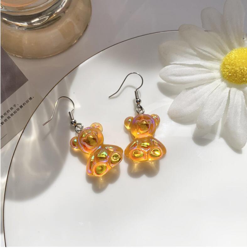 Alloy Colorful 3D Bear Earrings MIC-APY029