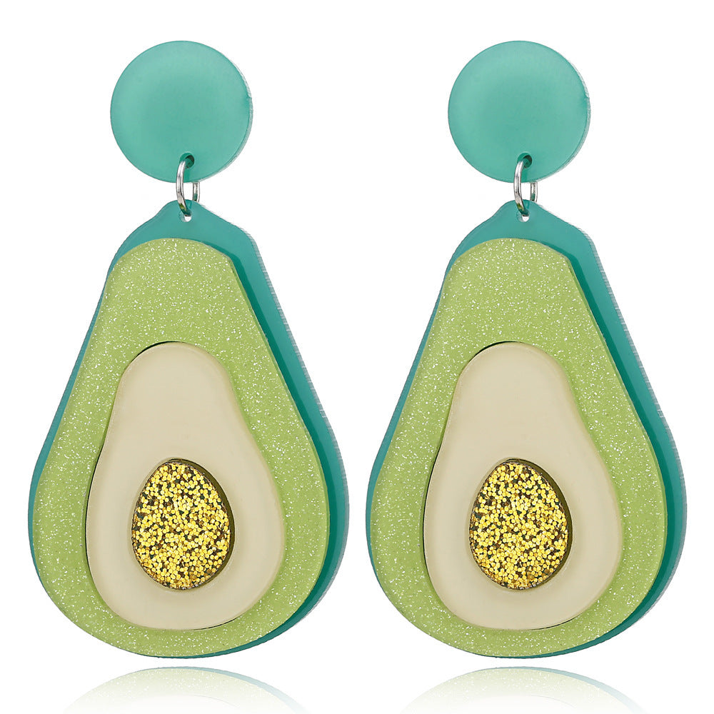 Acrylic avocado geometric earrings MIC-JuF008