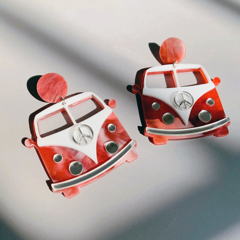 Earrings Acrylic Cute Creative Cars MOSHU056