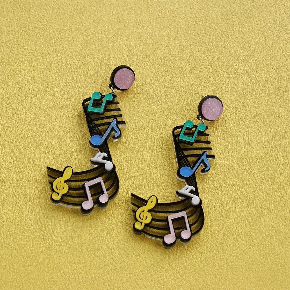 Acrylic cartoon note earrings MIC-OuY012