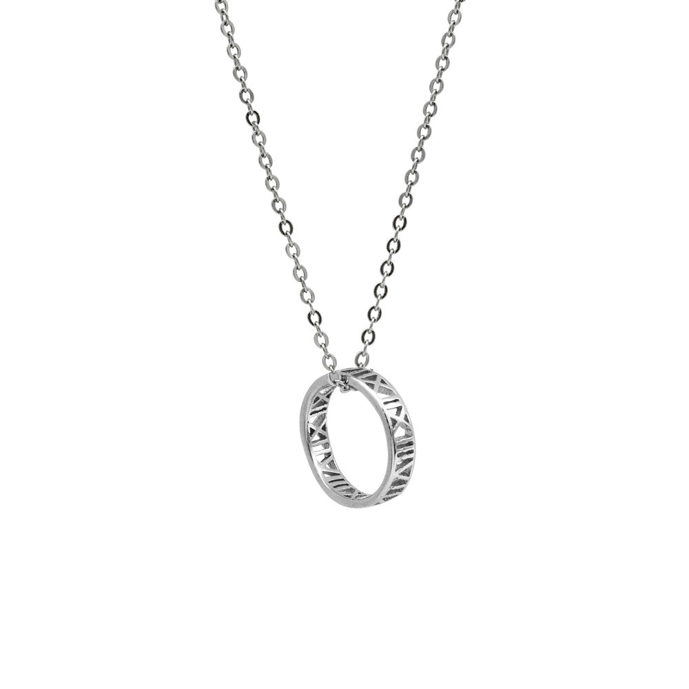 S925 Silver Roman Numeral Ring Necklace MIC-DeL009