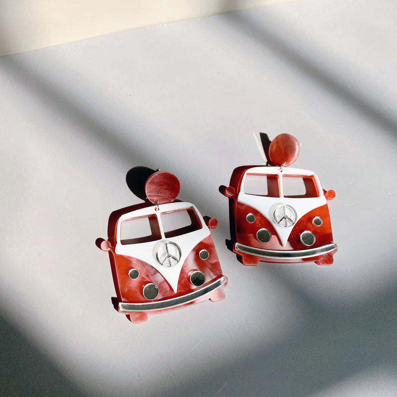 Earrings Acrylic Cute Creative Cars MOSHU056