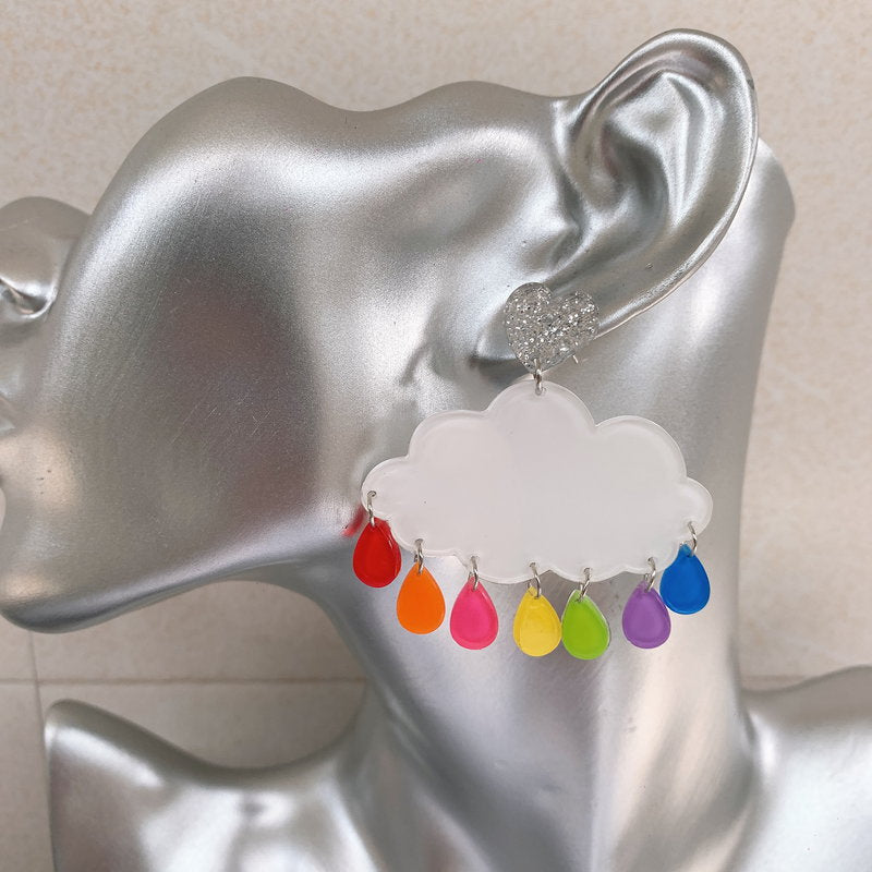 Acrylic Earrings Umbrella Cloud Lightning MOSHU012