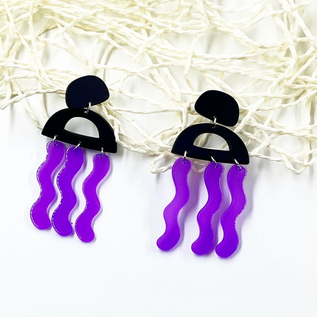 Acrylic purple seaweed earrings MIC-ChiC001