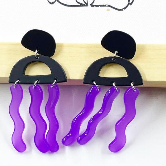 Acrylic purple seaweed earrings MIC-ChiC001