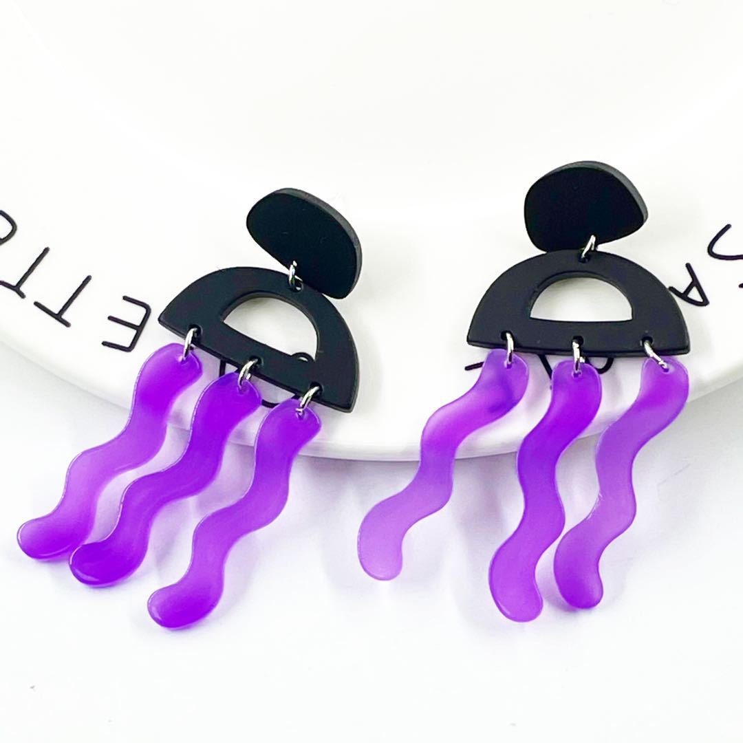 Acrylic purple seaweed earrings MIC-ChiC001