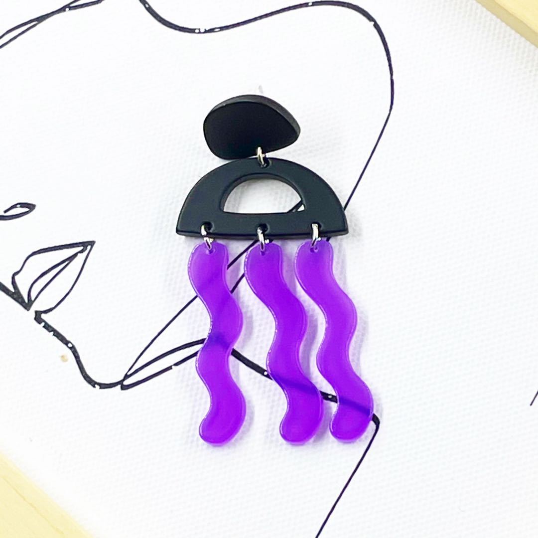 Acrylic purple seaweed earrings MIC-ChiC001