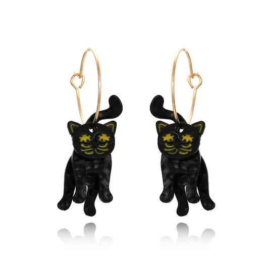 Alloy Paint Cat Earrings MIC-ManY047