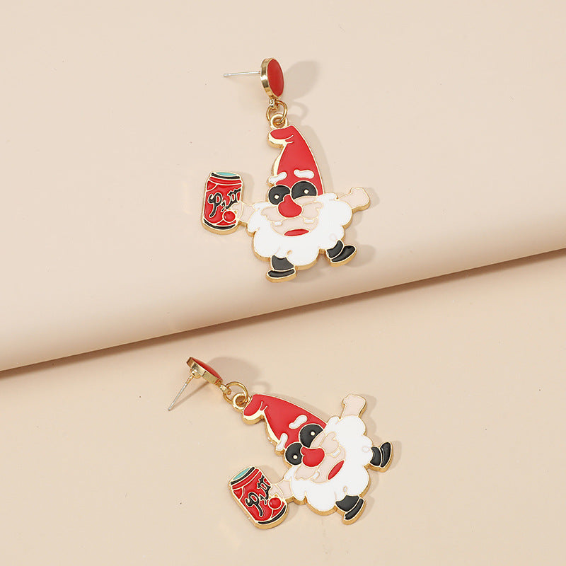 Alloy Drop Oil Santa Claus Earrings MIC-KaiQ029