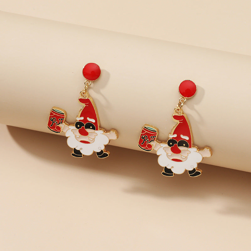 Alloy Drop Oil Santa Claus Earrings MIC-KaiQ029