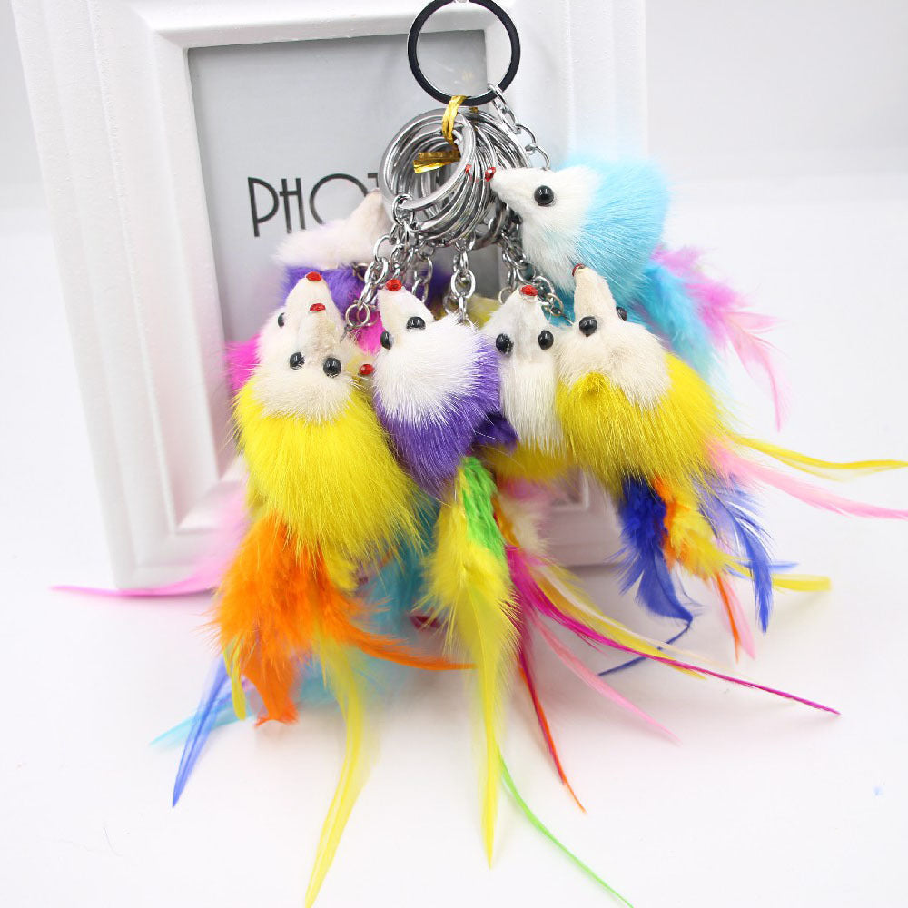 Feather Phone Plush Little Fox Keychains MIC-Zuge059