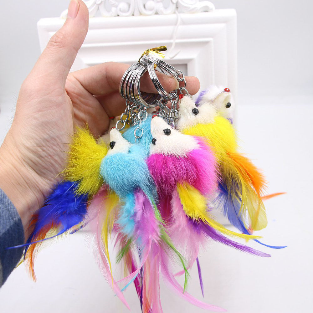 Feather Phone Plush Little Fox Keychains MIC-Zuge059