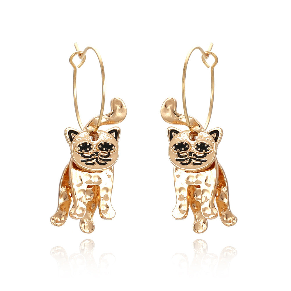 Alloy paint cat earrings MIC-ManY008