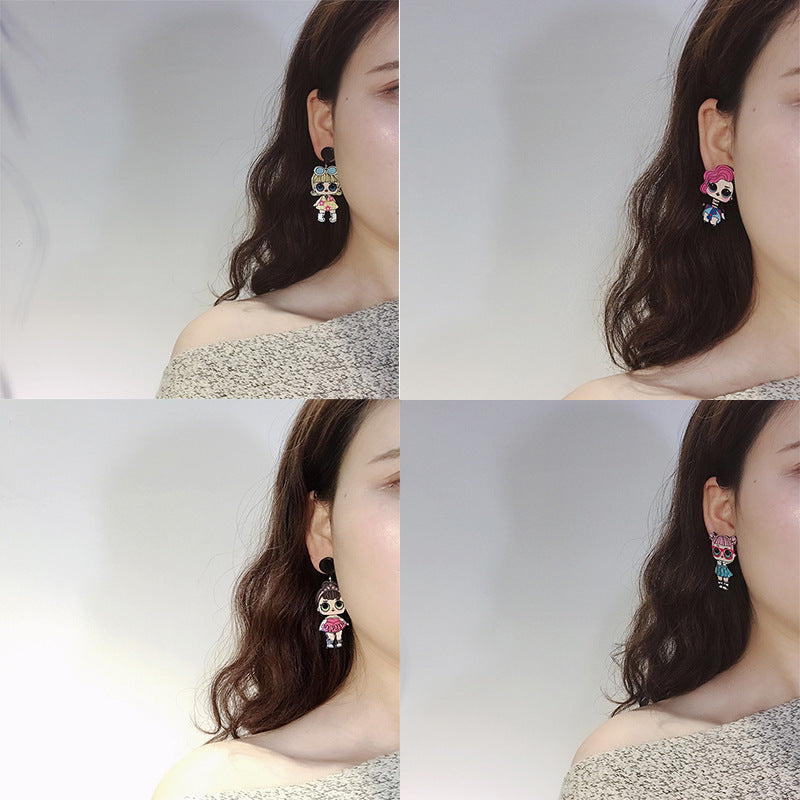 Acrylic Funny Cartoon Girl Earrings MIC-HanS001