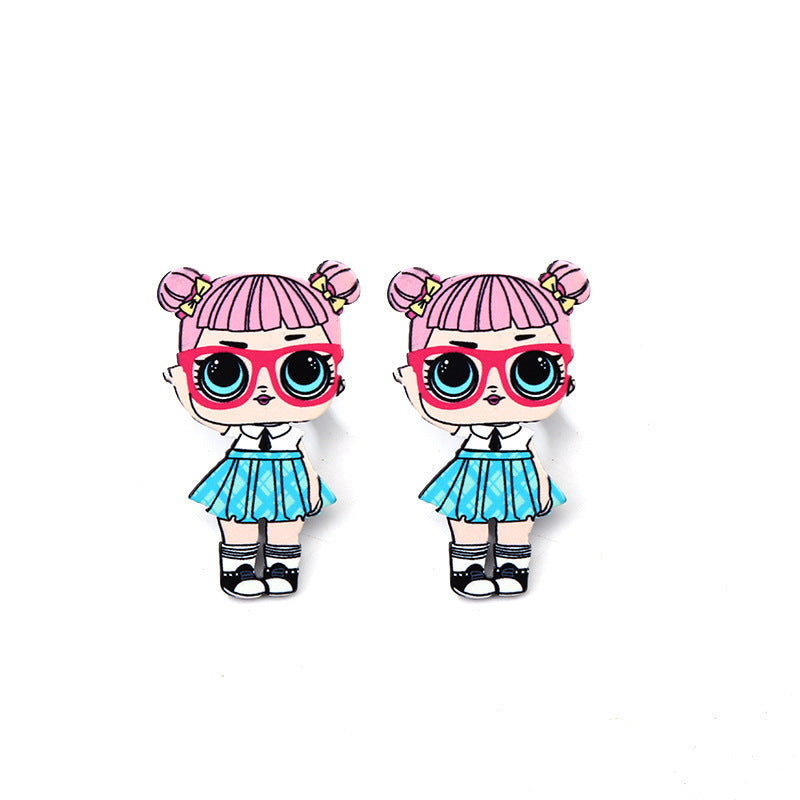 Acrylic Funny Cartoon Girl Earrings MIC-HanS001