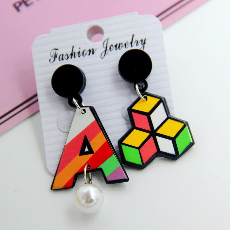 Acrylic Personalized Lipstick Love Letter Earrings MIC-HanS008