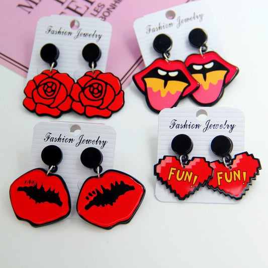 Acrylic Mouth Flower Earrings MIC-HanS002