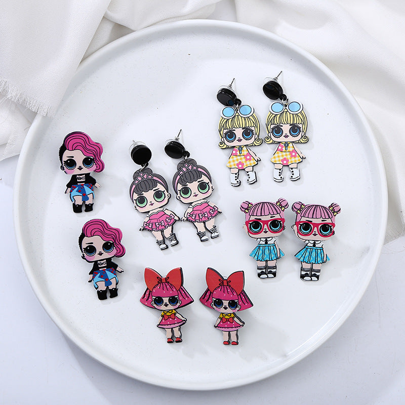 Acrylic Funny Cartoon Girl Earrings MIC-HanS001