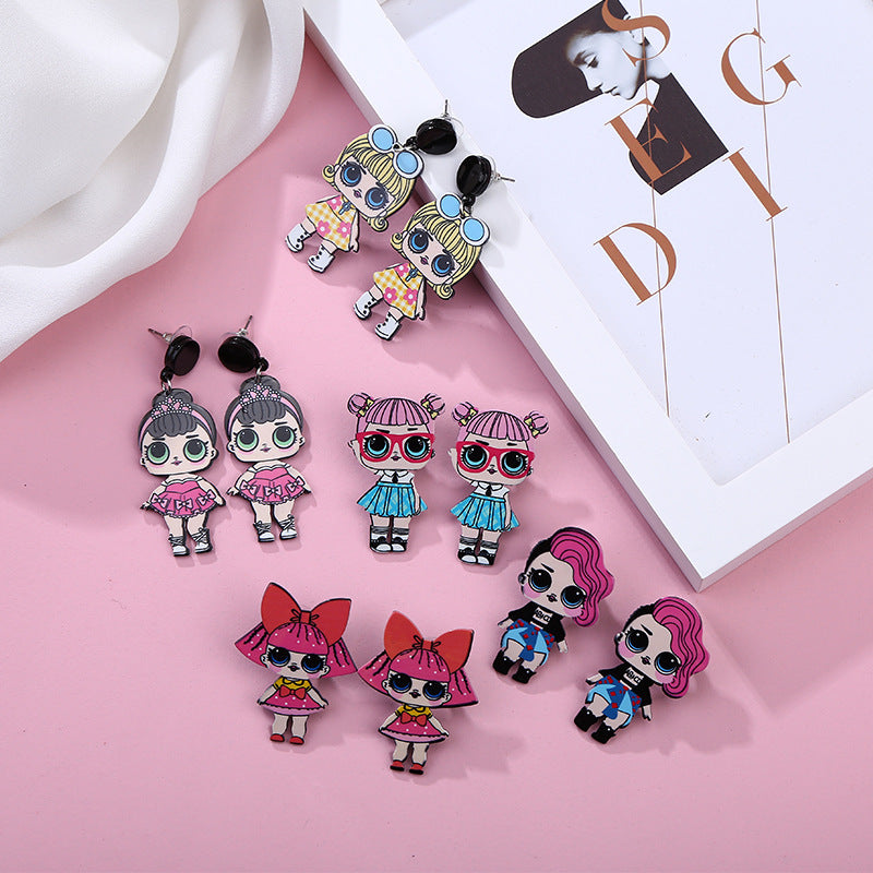 Acrylic Funny Cartoon Girl Earrings MIC-HanS001