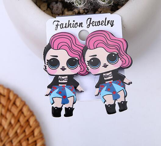 Acrylic Funny Cartoon Girl Earrings MIC-HanS001