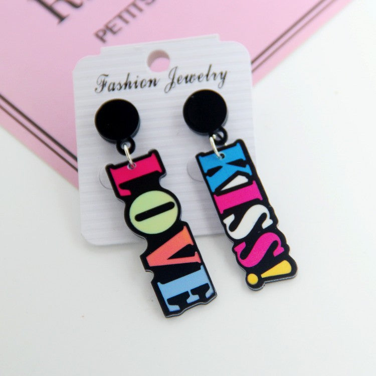 Acrylic Personalized Lipstick Love Letter Earrings MIC-HanS008