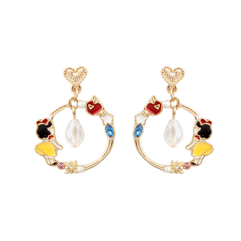 Alloy Snow White Oil Dropping Earrings MIC-XinT019