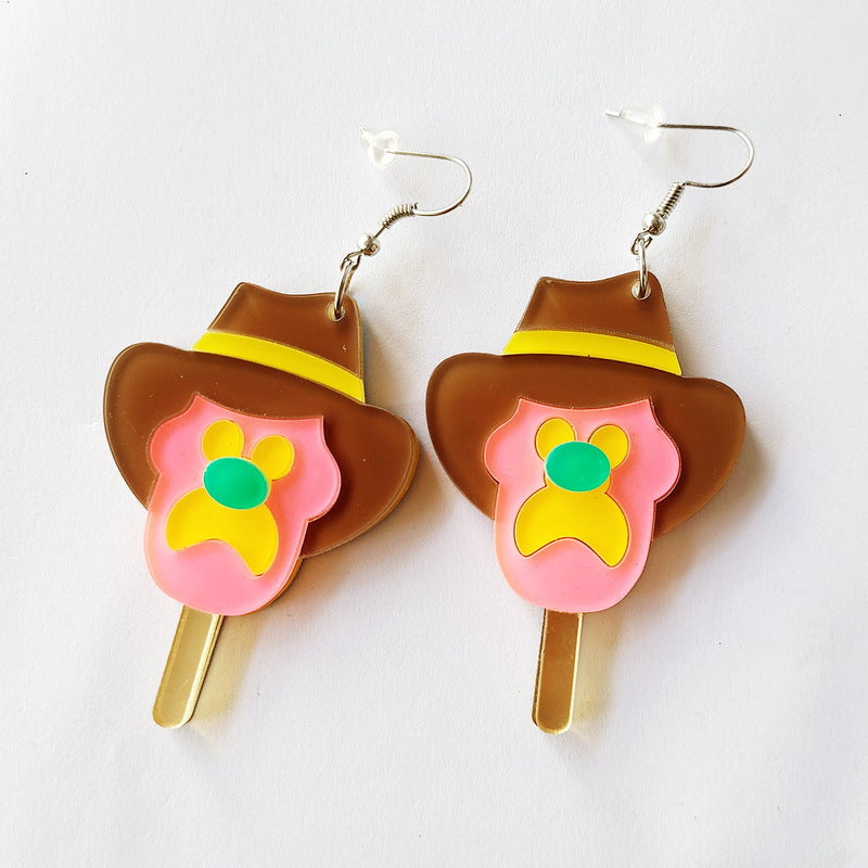 Acrylic ice cream hat earrings MYA-XueP146