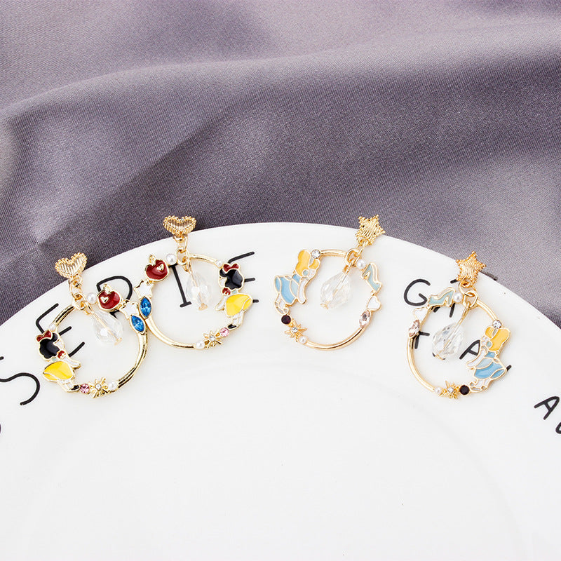 Alloy Snow White Oil Dropping Earrings MIC-XinT019